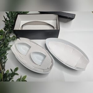 Crate And Barrel Porcelain Noodles For Two Dish Set